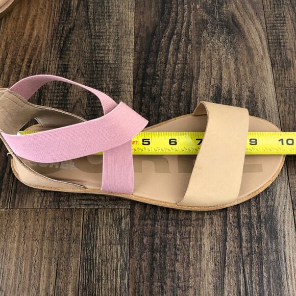 Sorel Ella II Strappy Leather Flat Sandal Vacation Cruise Size 8.5 Tan Pink - Picture 15 of 16